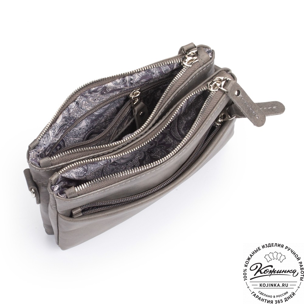 Женская кожаная сумка "Хельга" (серая гладкая кожа)